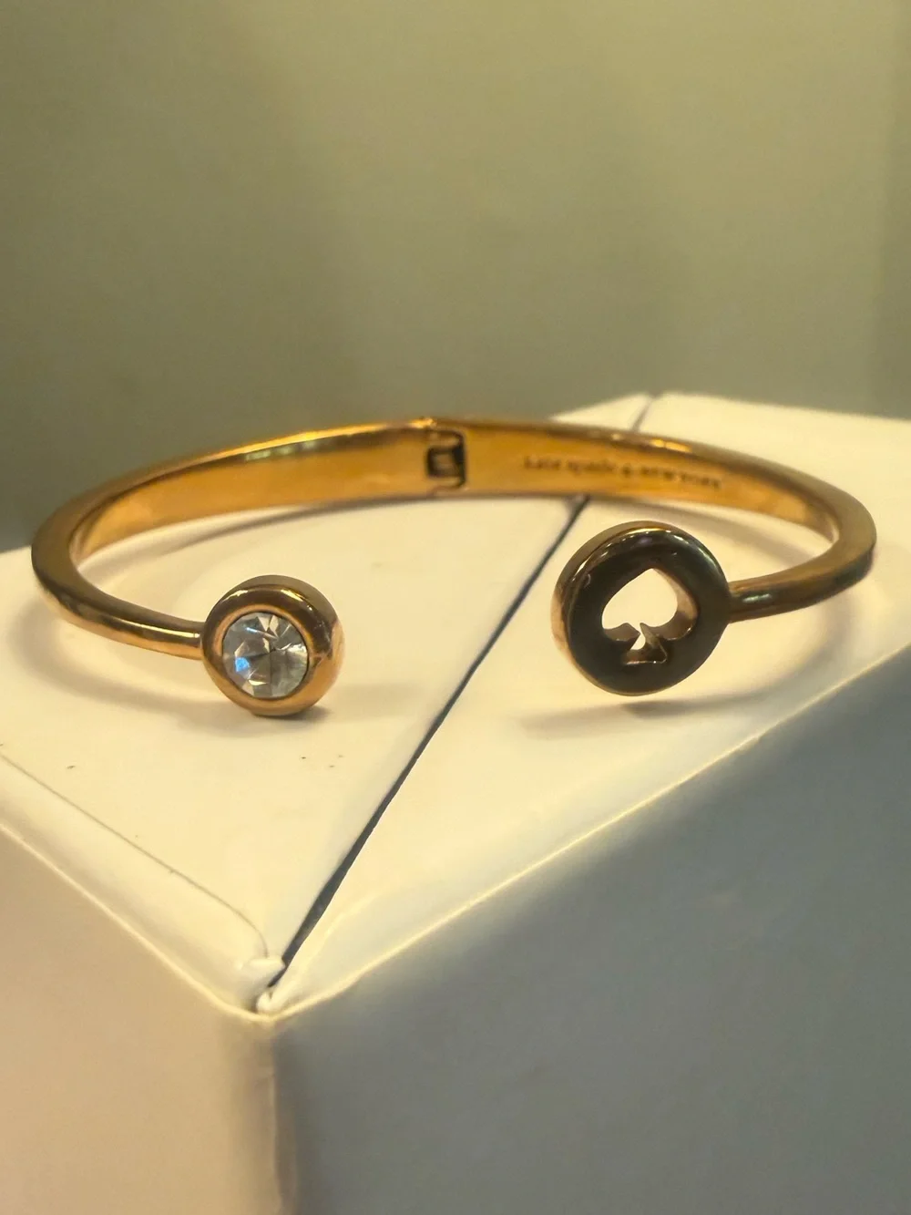 kate spade Spot the Spade Gold Open Spade and Crystal Cuff Hinge Bracelet